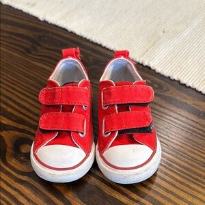 Converse Red and White Velcro Sneakers